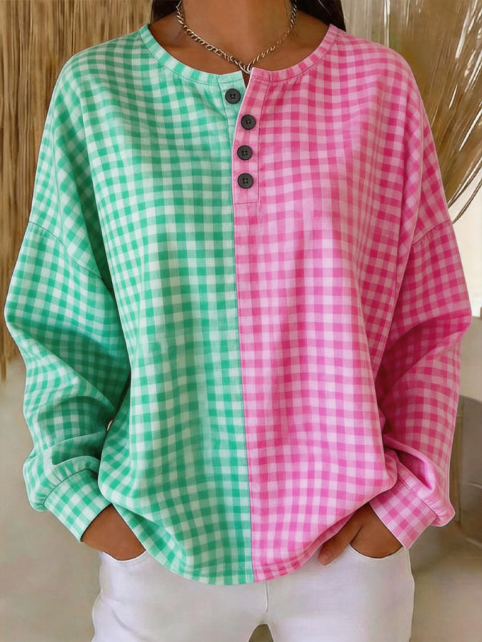Women's Casual Plaid Patchwork Hoodie