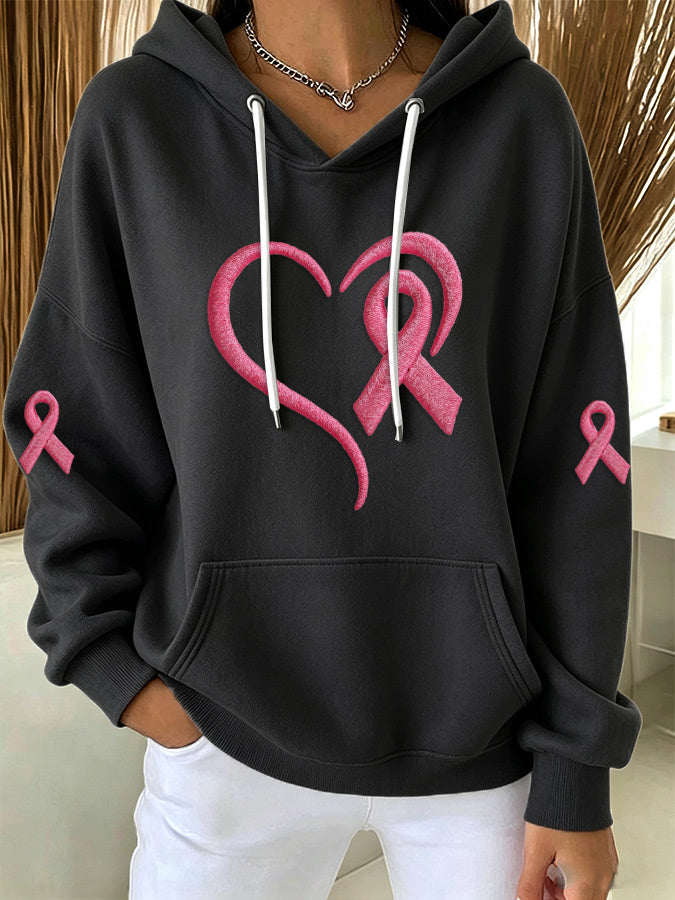 Women'S Casual Pink Love Art Hoodie