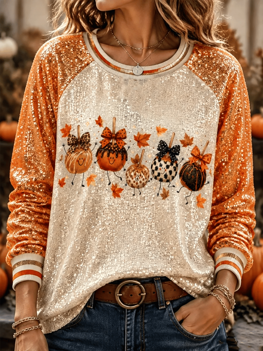 Women's Autumn Season Comfortable Raglan Sleeve Crew Neck Sweatshirt