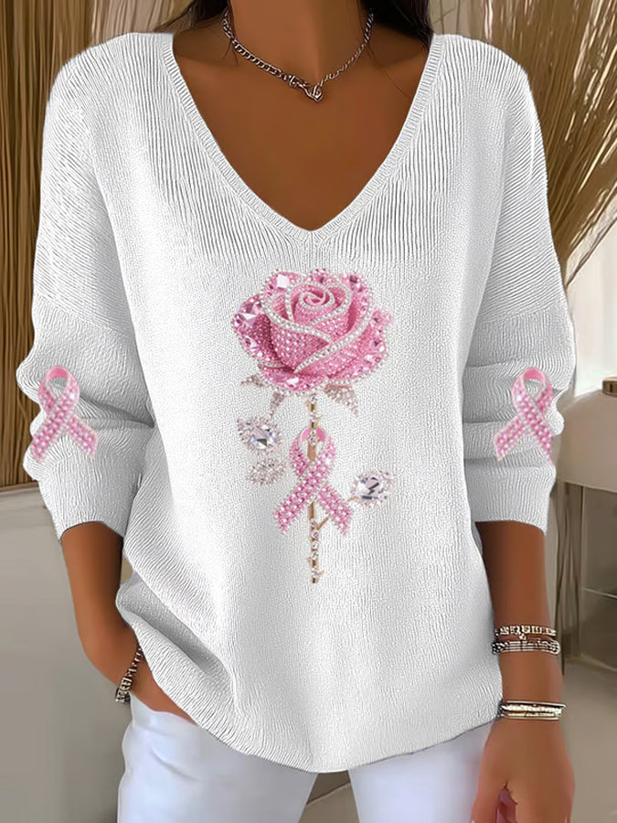 Women's Floral Print V Neck Top