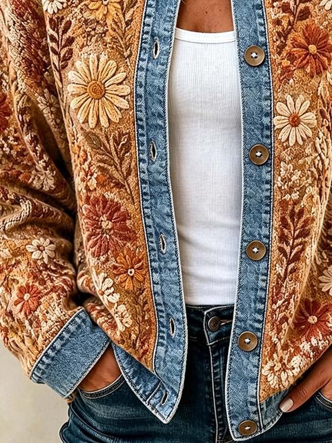 Women'S Casual Maple Leaf Knit Cardigan