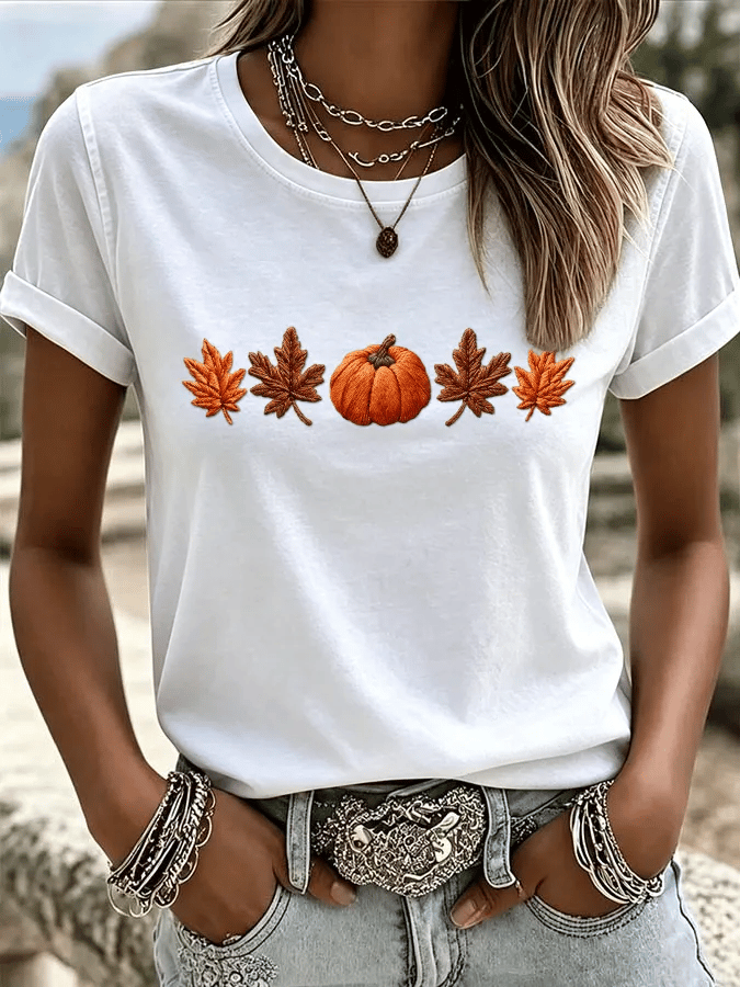 Women'S Casual Pumpkin Print Autumn Top