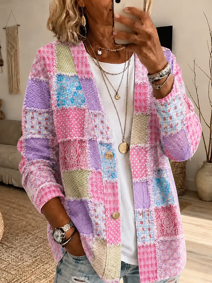 Women'S Floral Print Casual Cardigan