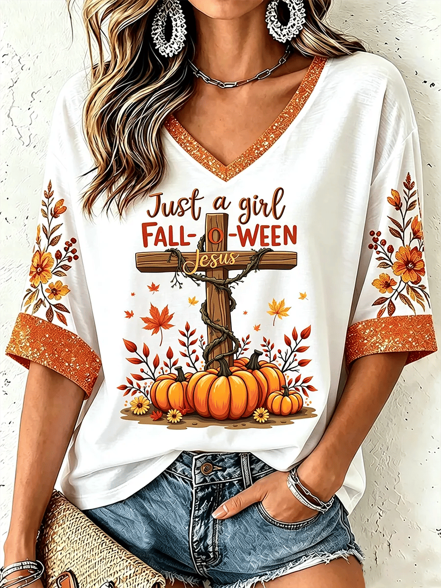 Women'S Fall For Jesus He Never Leaves T-Shirt