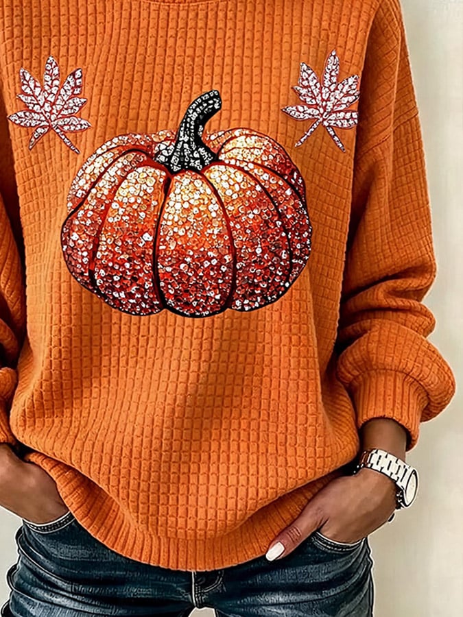 Women'S Casual Pumpkin Print Autumn Top