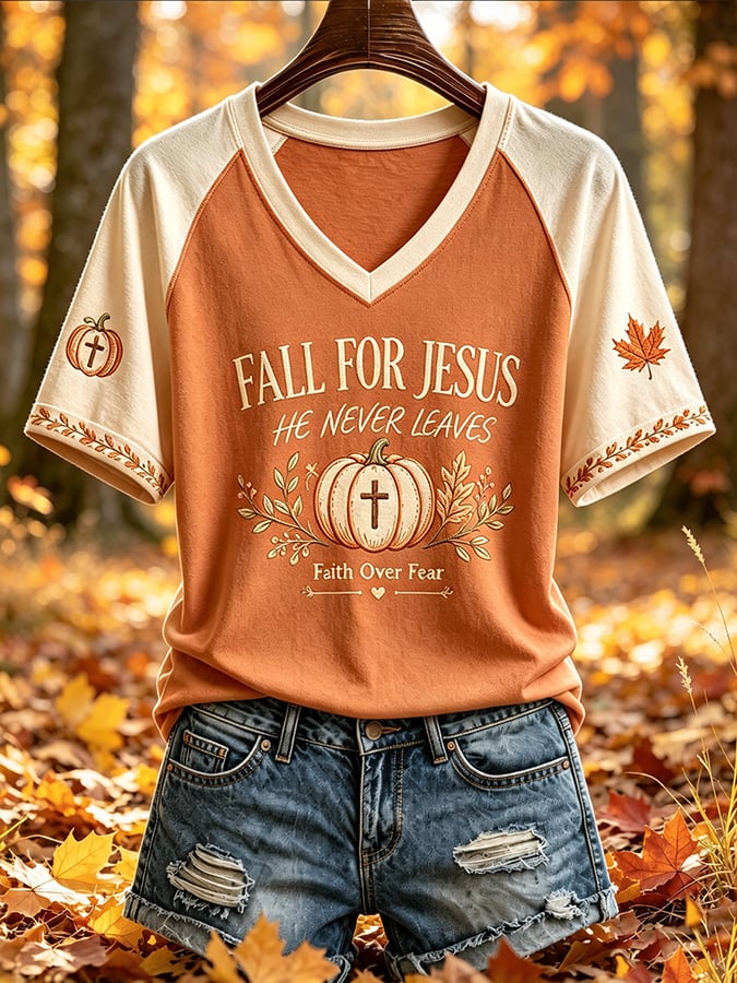 Women'S Casual Autumn "Faith" Print Top