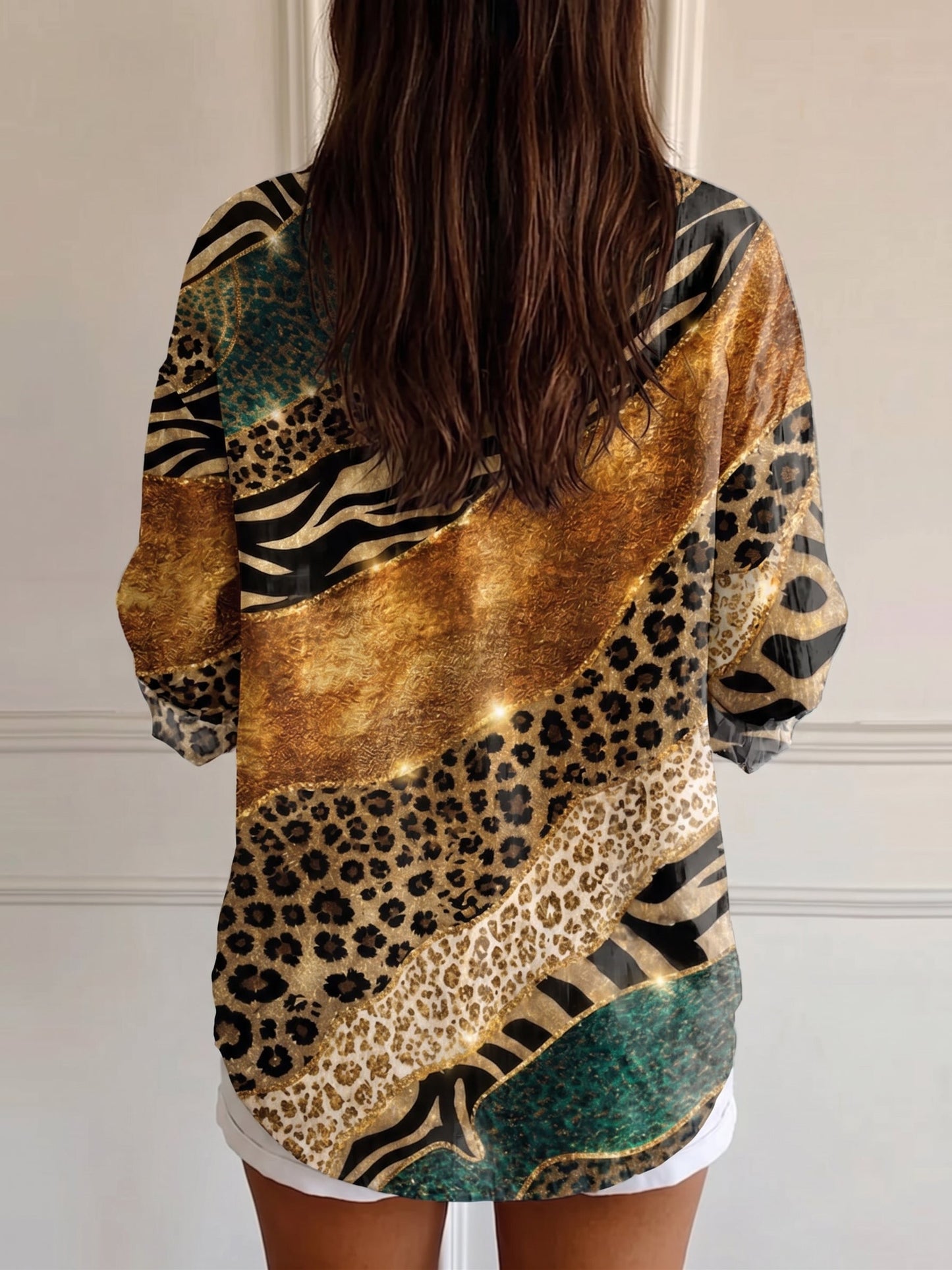 Women's Leopard Print Casual Long-sleeve Shirt