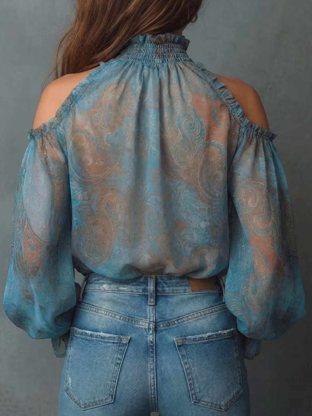 Bohemian Paisley Print Chiffon Shirt
