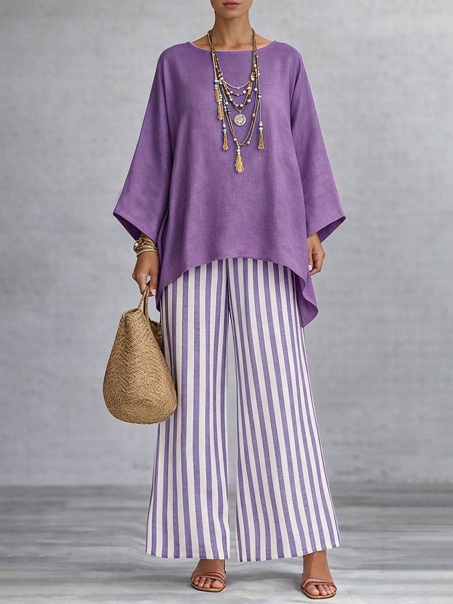 Women's Striped Casual Two-Piece Set