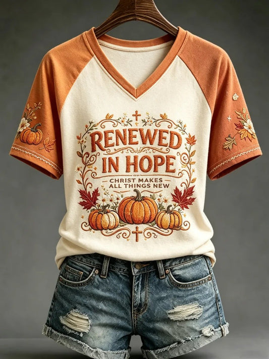 Women's Fall Casual Faith Graphic Print T-Shirt