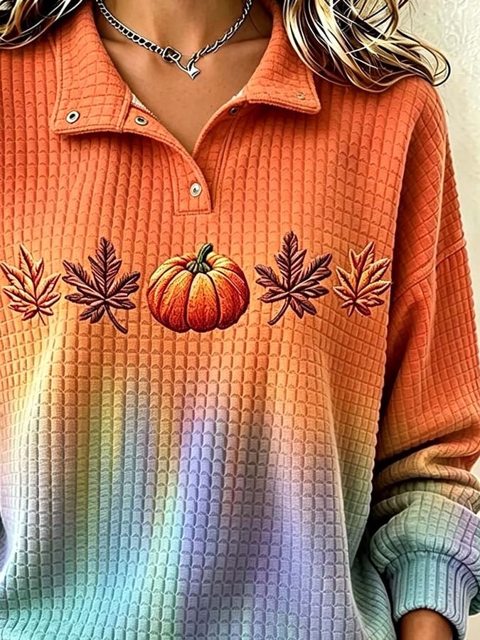 Women'S Casual Pumpkin Print Autumn Top