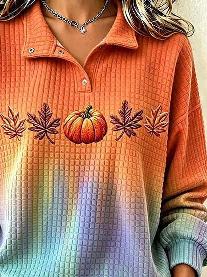 Women'S Casual Pumpkin Print Autumn Top