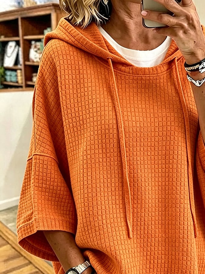 Women's Casual Solid-Color Boxy Hoodie