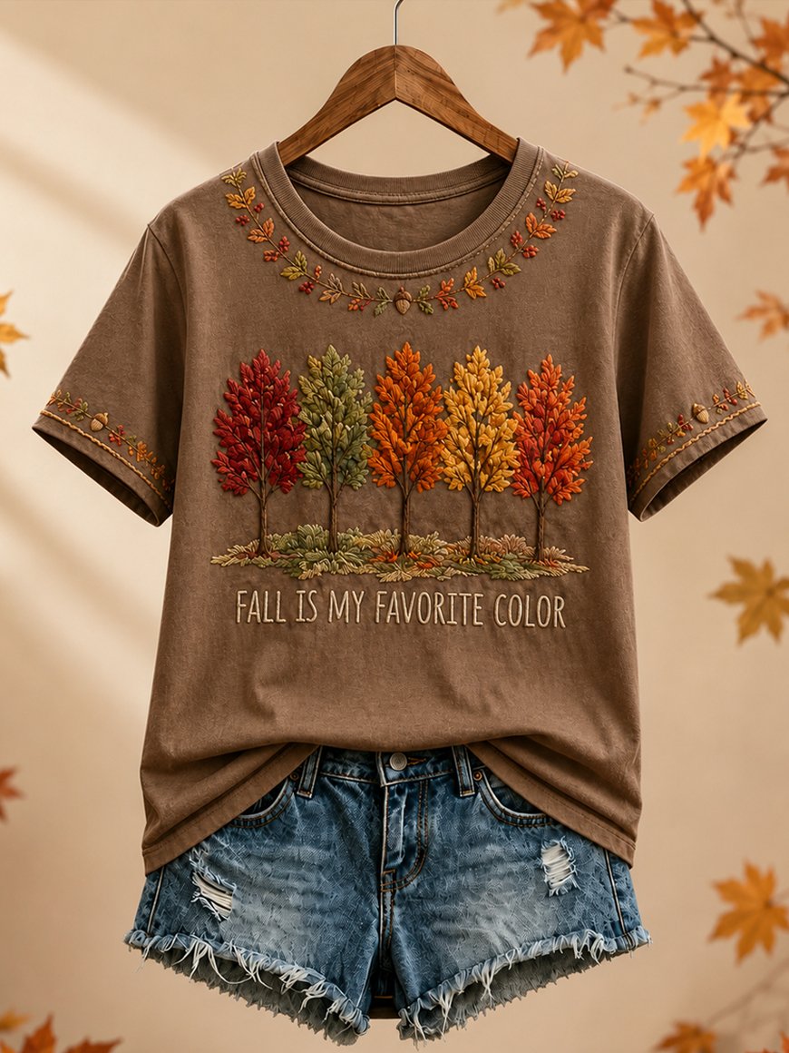 Women's Fall Funny Casual Graphic Print T-Shirt