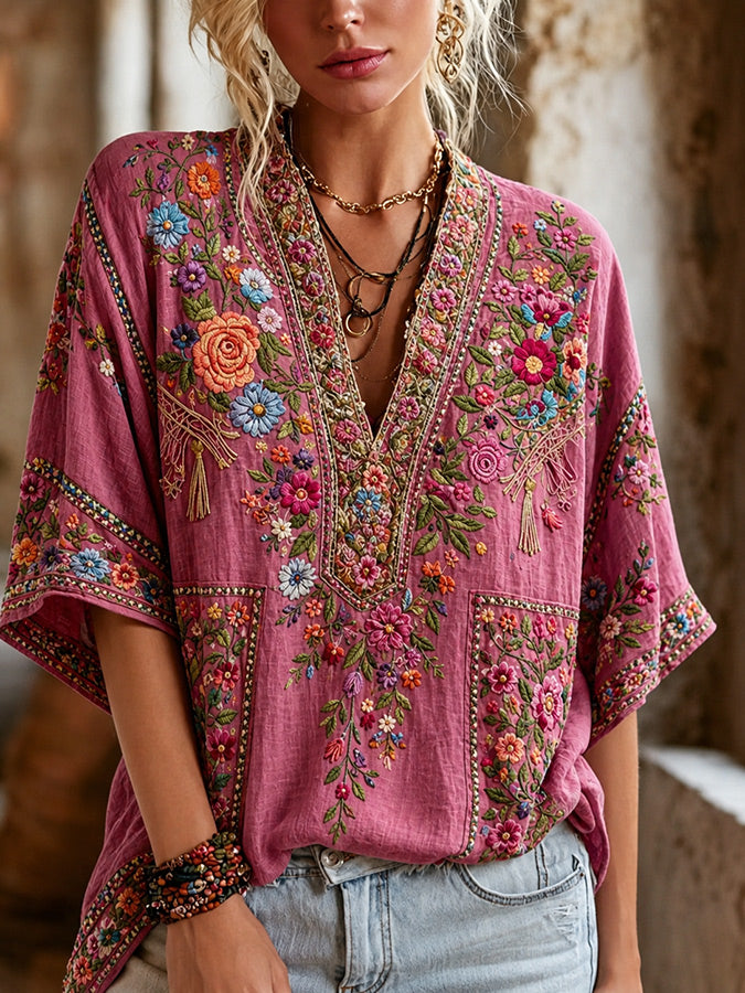 Women'S Retro Casual Floral Top
