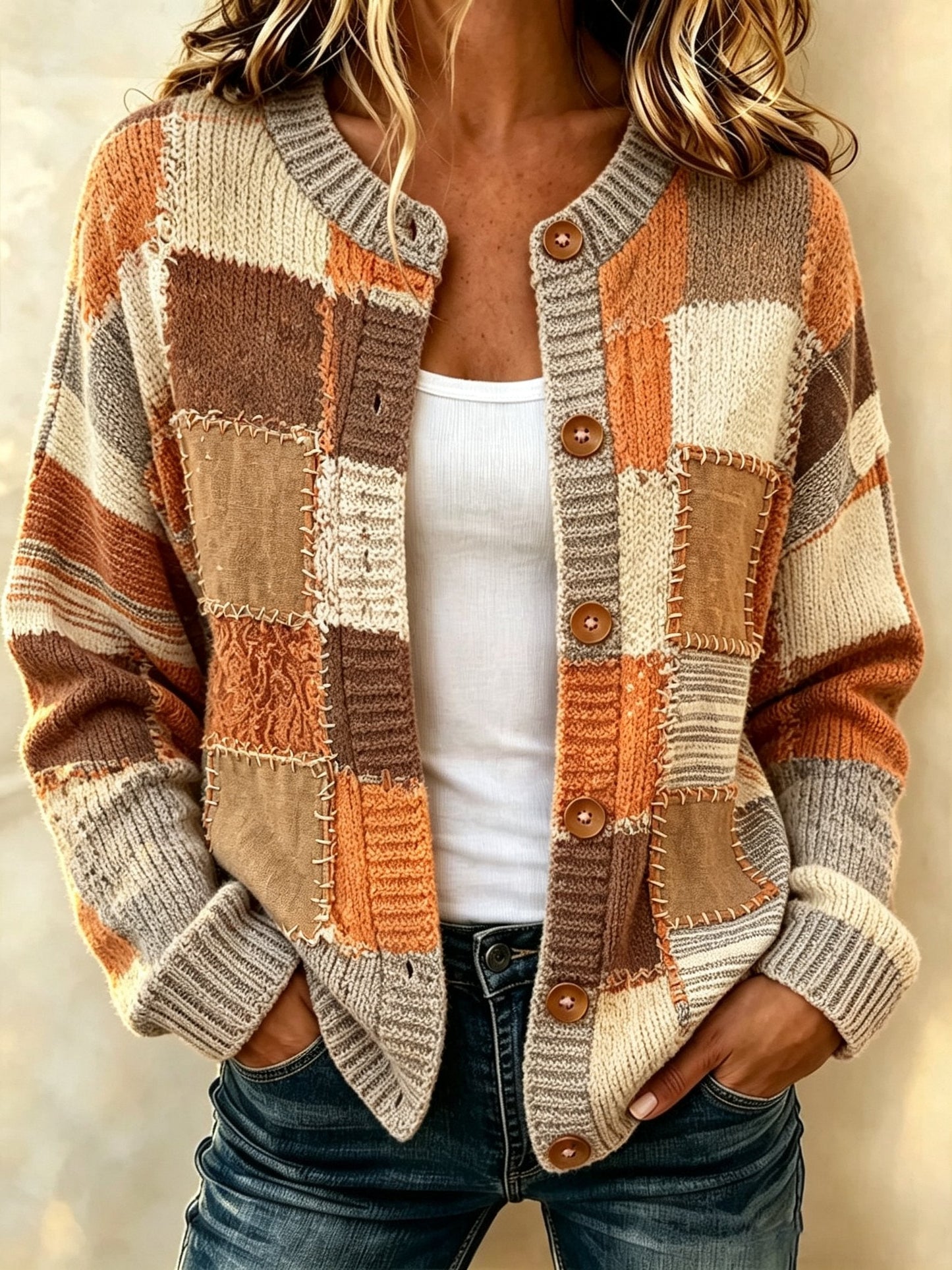 Women's Casual Contrasting Printed Cardigan