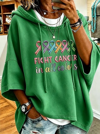 Women's All Cancer Promotion Month Multi Color Print Hoodie