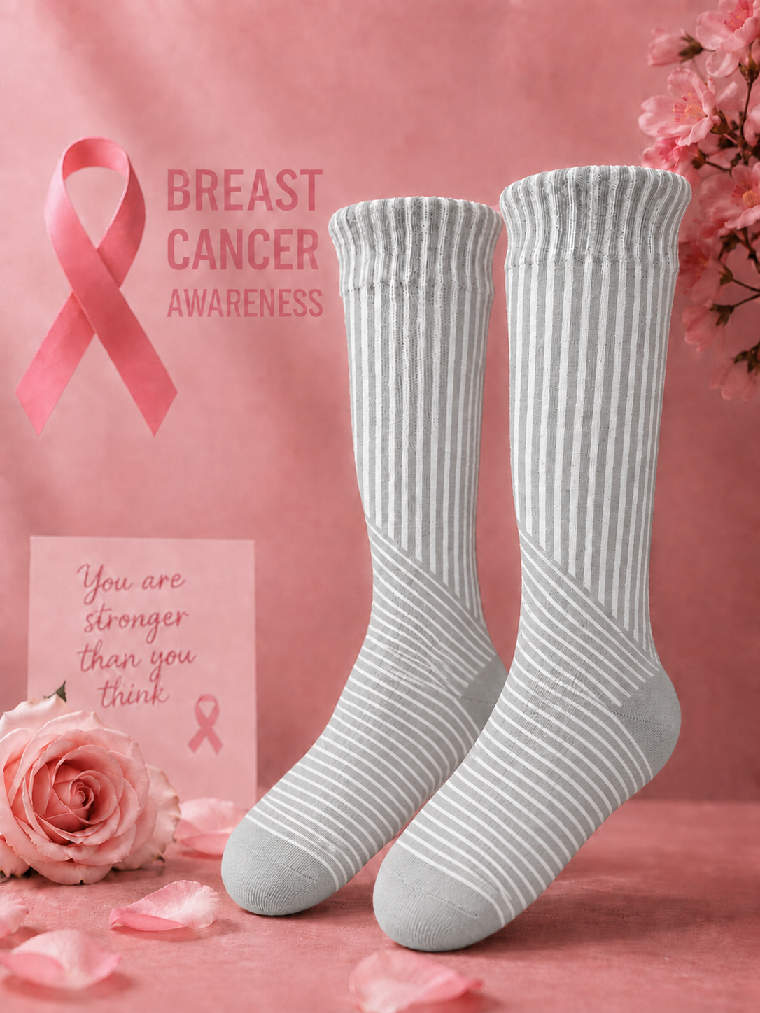 Unisex Breast Cancer Awareness Promotion Theme Socks