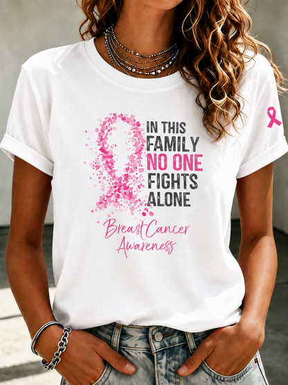 Women'S Pink Art Printed Casual T-Shirt