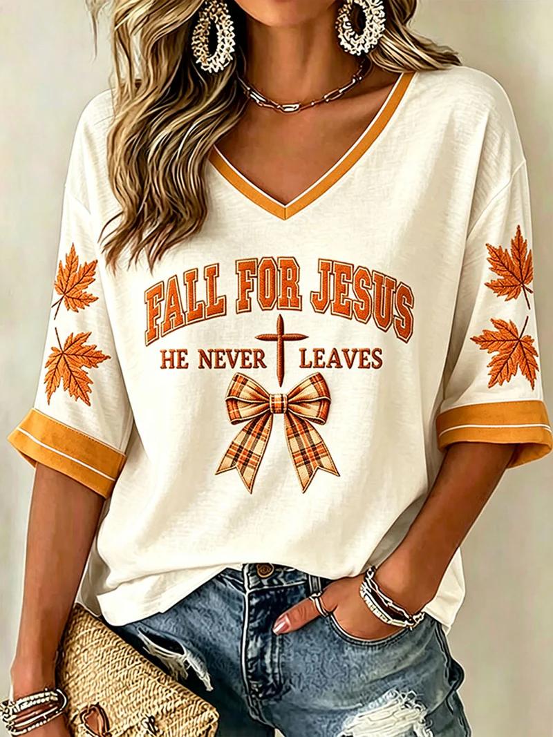 Women's Fall Casual Faith Graphic Print T-Shirt