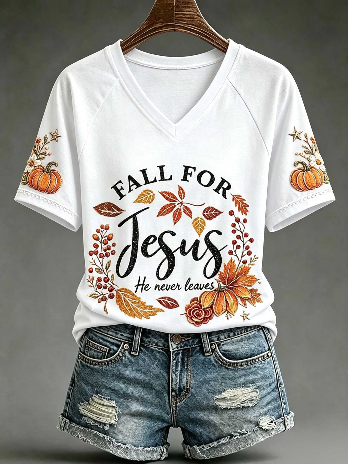 Women's Fall Casual Faith Graphic Print T-Shirt