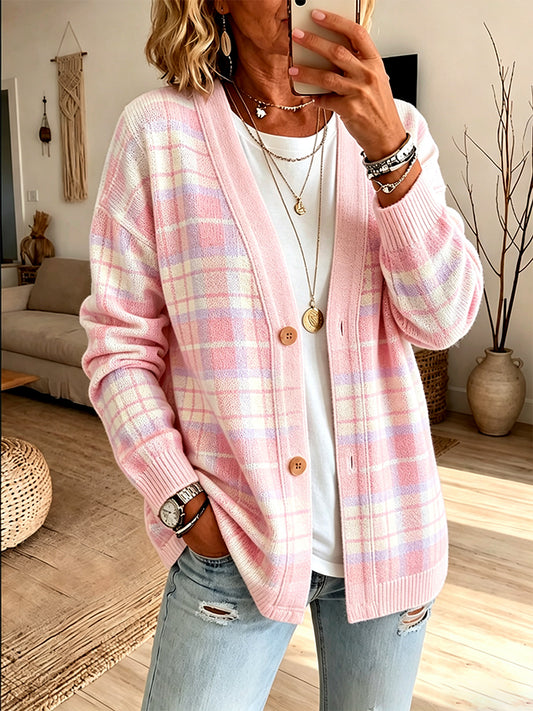 Women's Youth and Vitality Multi Color Grid Cardigan