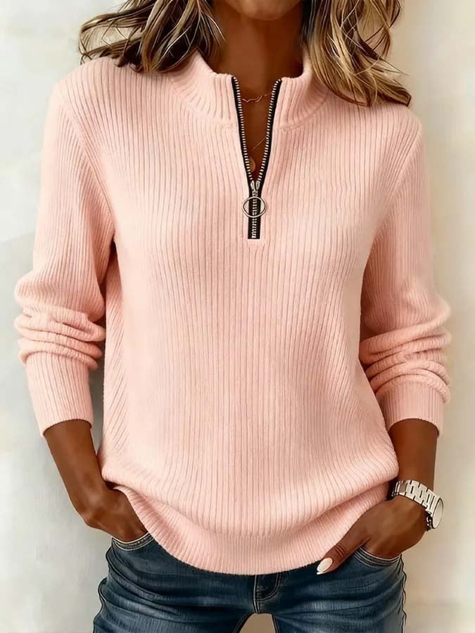 Women'S Casual Ribbed Solid Color Top