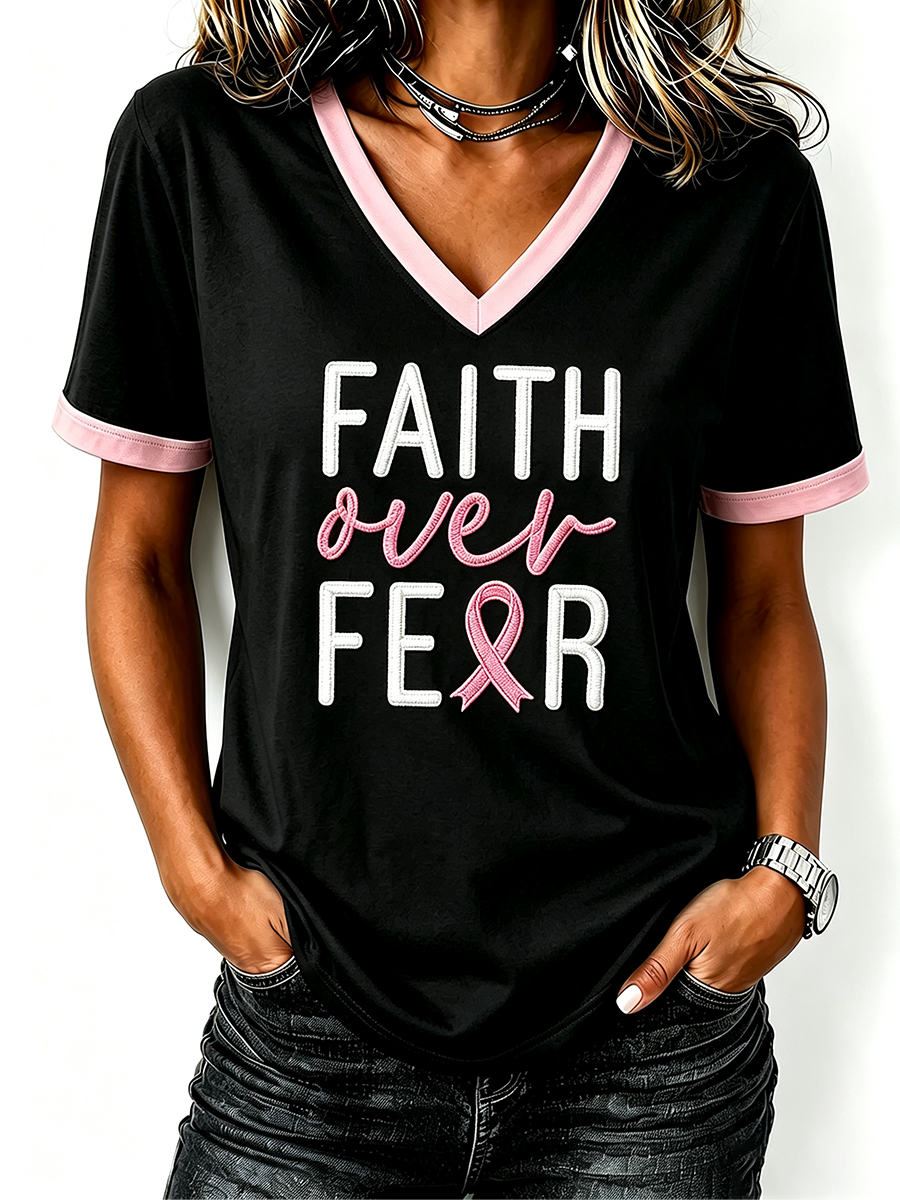Women'S V-Neck Breast Cancer Awareness T-Shirt