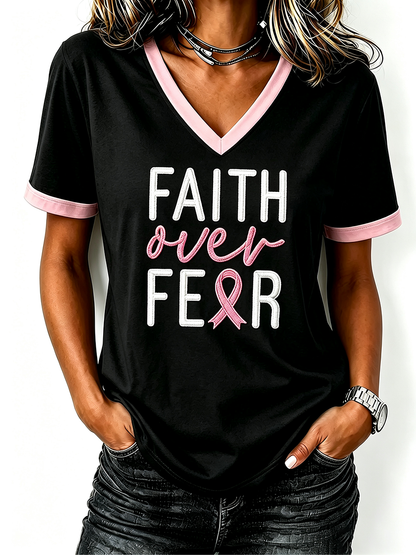 Women'S V-Neck Breast Cancer Awareness T-Shirt