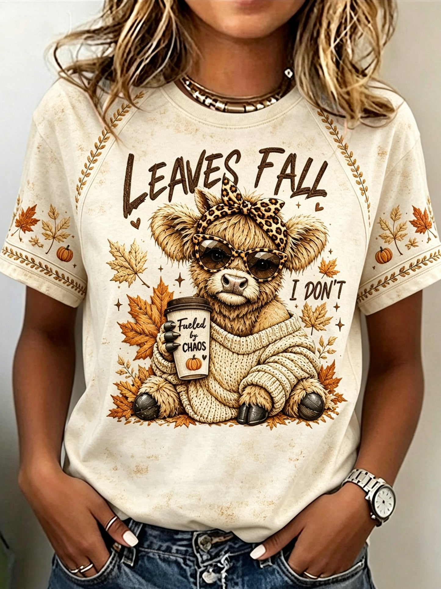 Women’s Leaves Fall I Don’t Print Casual T-Shirt