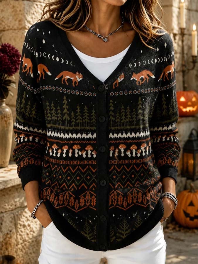 Women'S Casual Printed Cardigan