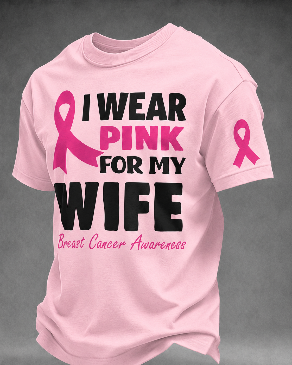 Men's I Wear Pink For My Wife Breast Cancer Awareness Graphic T-Shirt