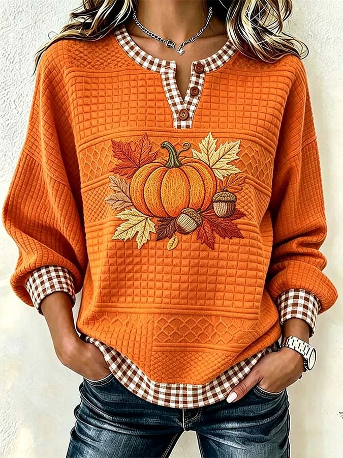 Women'S Casual Pumpkin Print Autumn Top