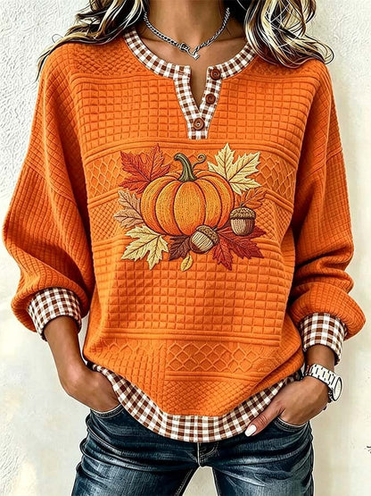 Women'S Casual Pumpkin Print Autumn Top