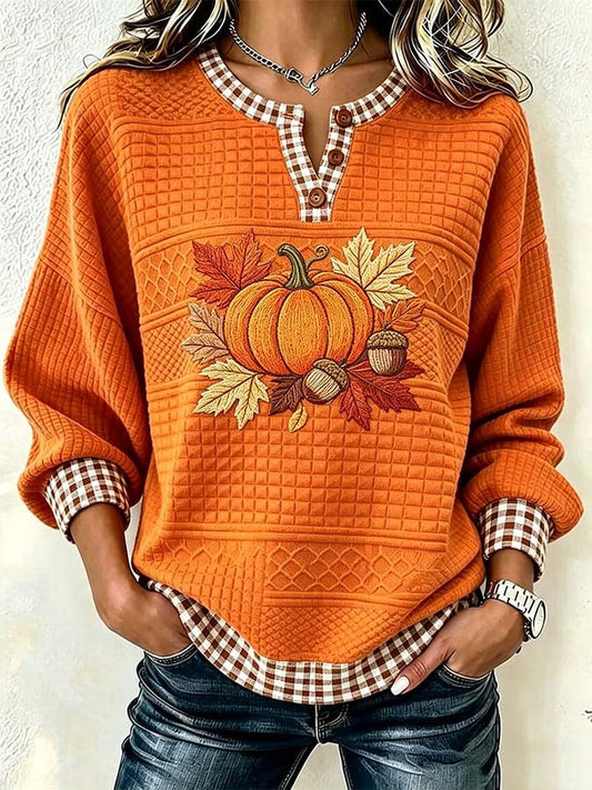 Women'S Casual Pumpkin Print Autumn Top