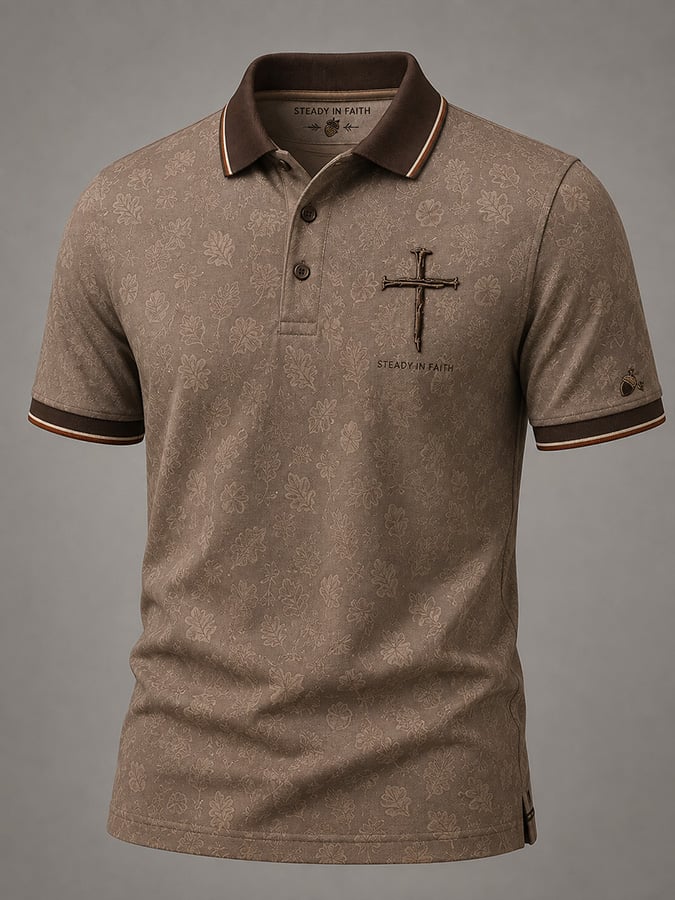 Men's Vintage Autumn "Faith" Print Polo Shirt