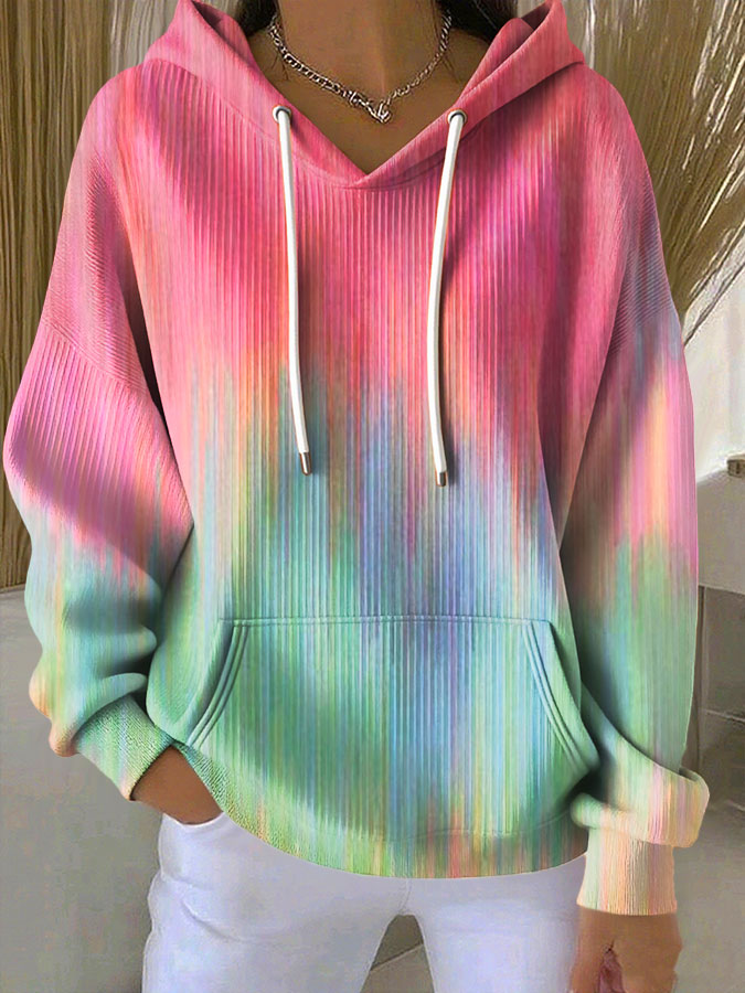 Women'S Gradient Printed Hooded Sweatshirt