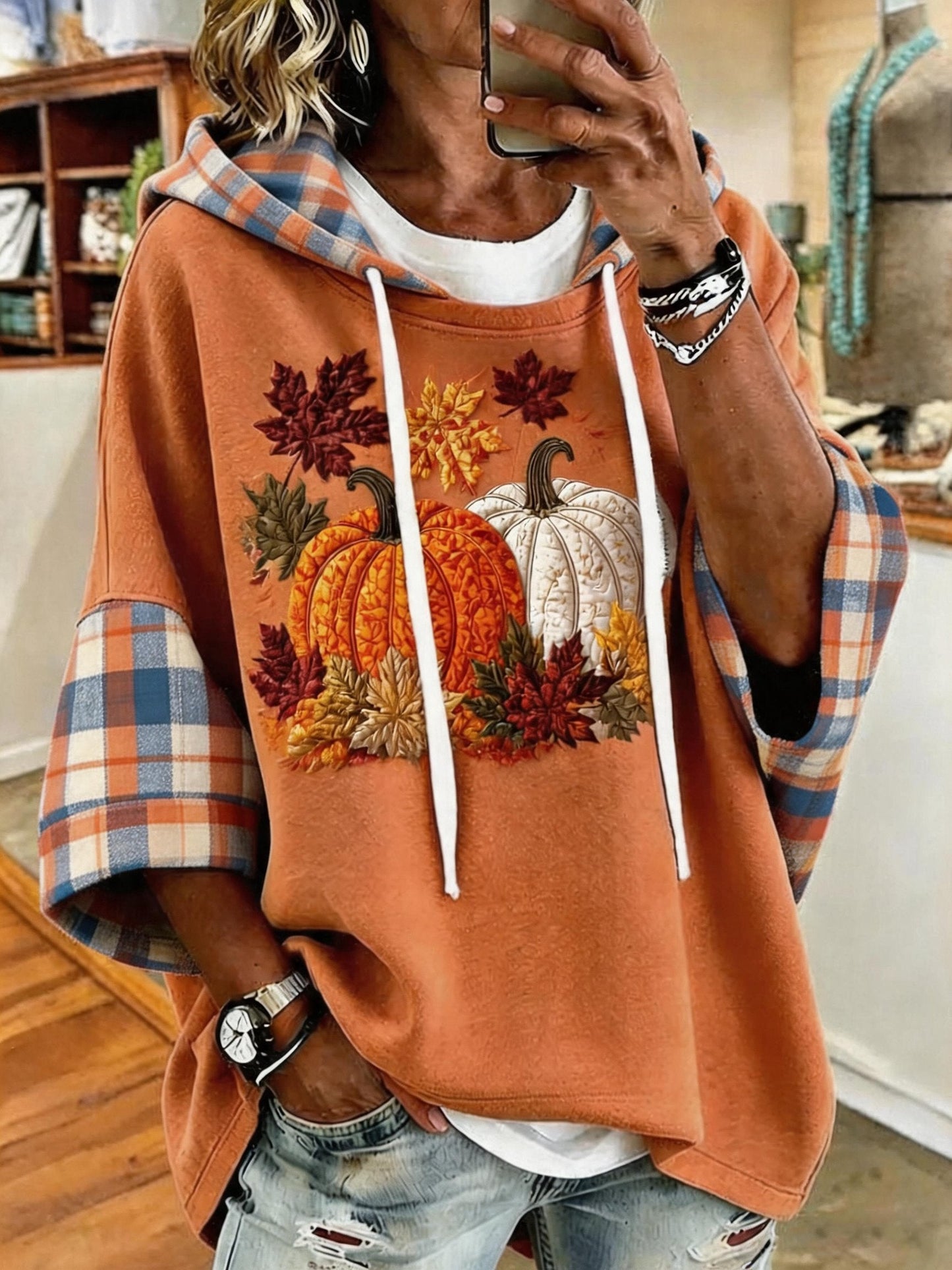 Women'S Casual Pumpkin Print Autumn Top