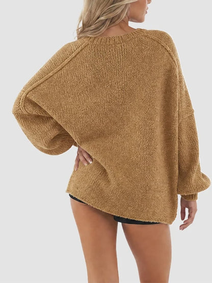 Women's Casual Solid-Color Loose-Fit Knit Cardigan