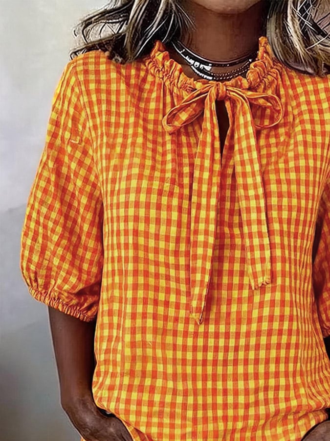 Women's Casual Plaid Print Top