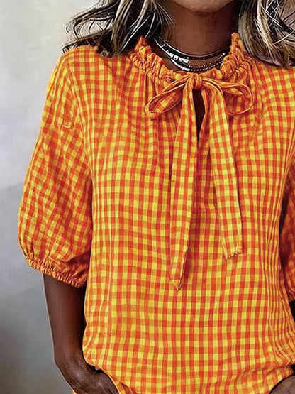 Women's Casual Plaid Print Top