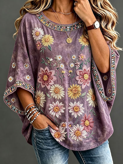Women'S Retro Floral Casual Top