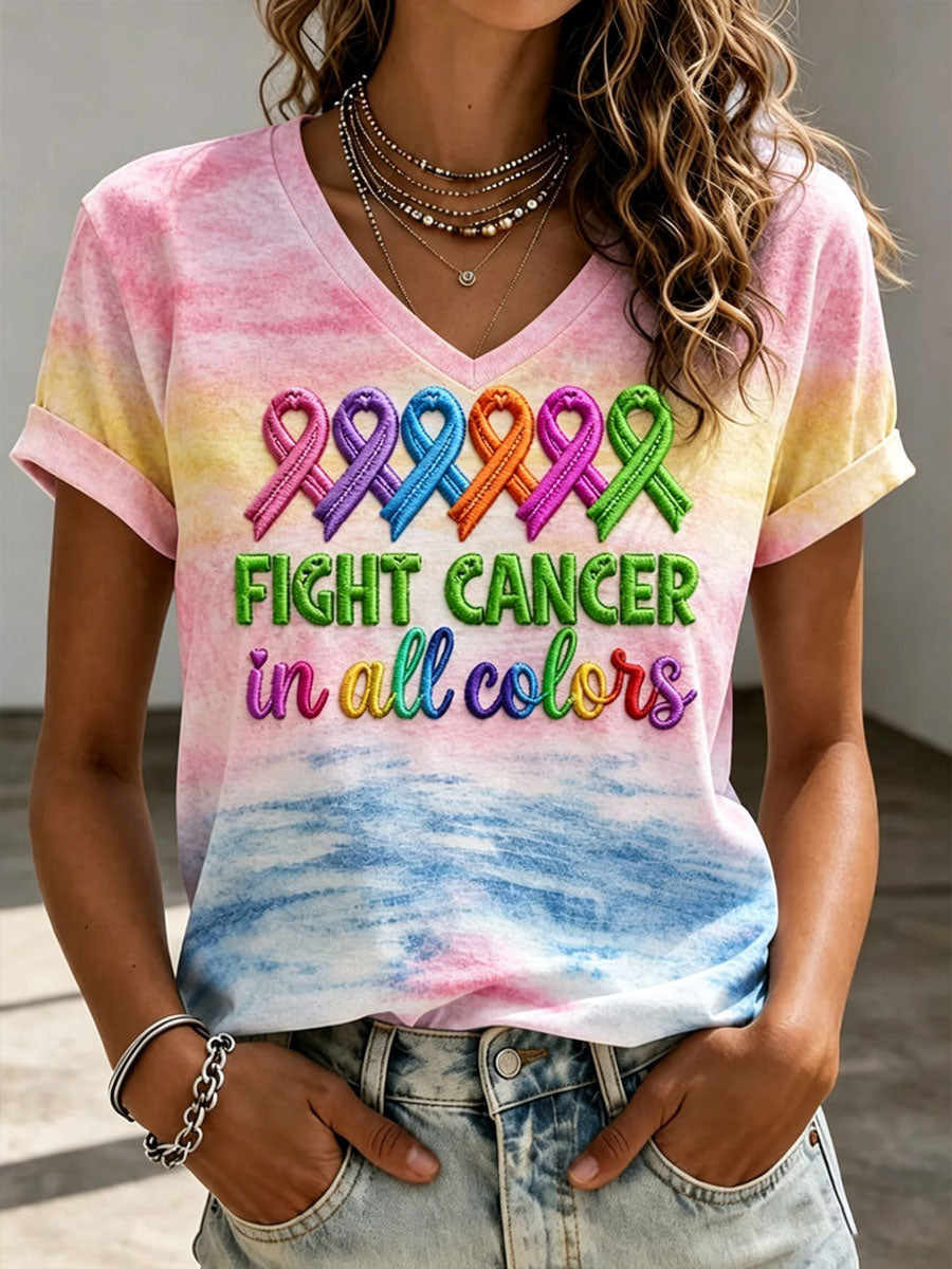 Women's Breast Cancer Awareness Print Casual T-shirt