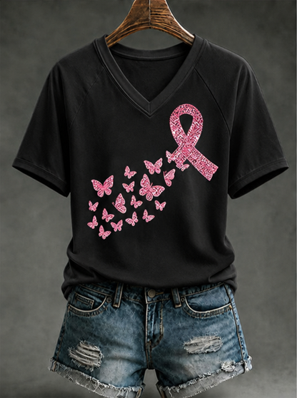 Women'S Breast Cancer Promotion Printed Casual T-Shirt
