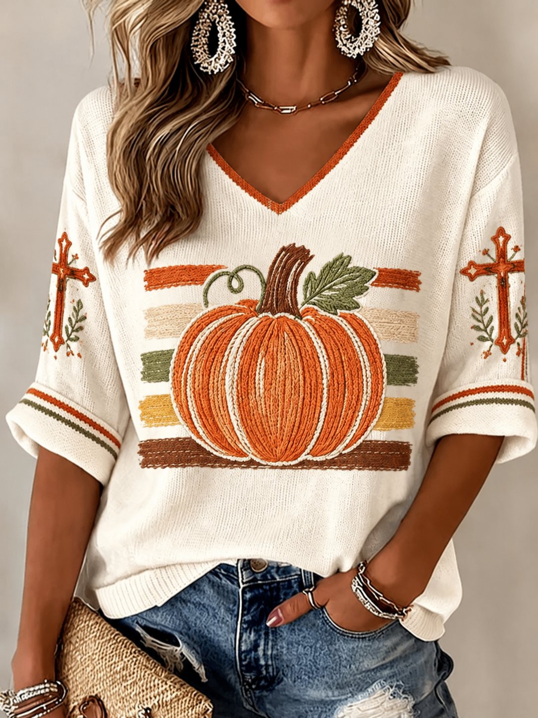 Women's Fall Casual Faith Graphic Print T-Shirt