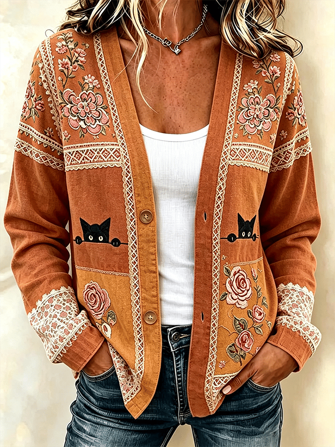 Women'S Casual Printed Cardigan