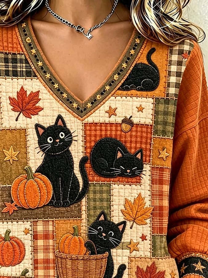 Women'S Casual Pumpkin Print Autumn Top