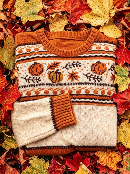 Women's Casual Autumn Round Neck Knit Sweatshirt