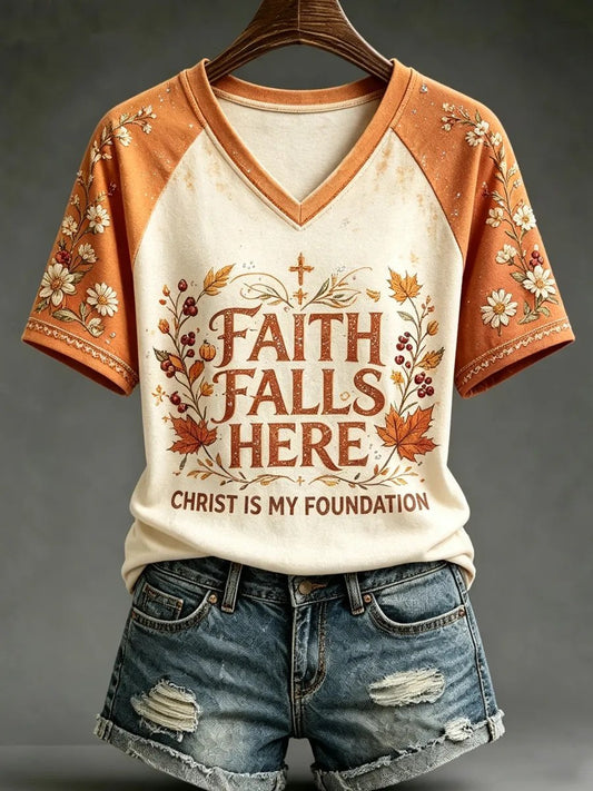 Women's Fall Casual Faith Graphic Print T-Shirt