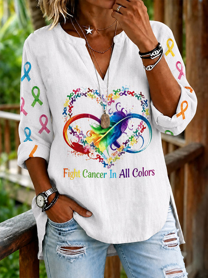Women's Fight Cancer In All Colors casual shirt
